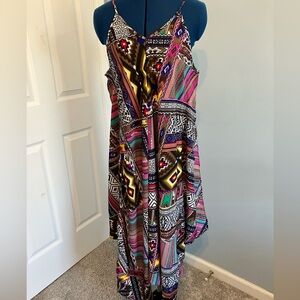 Pink Cattlelac Colorful Geometric Midi Dress